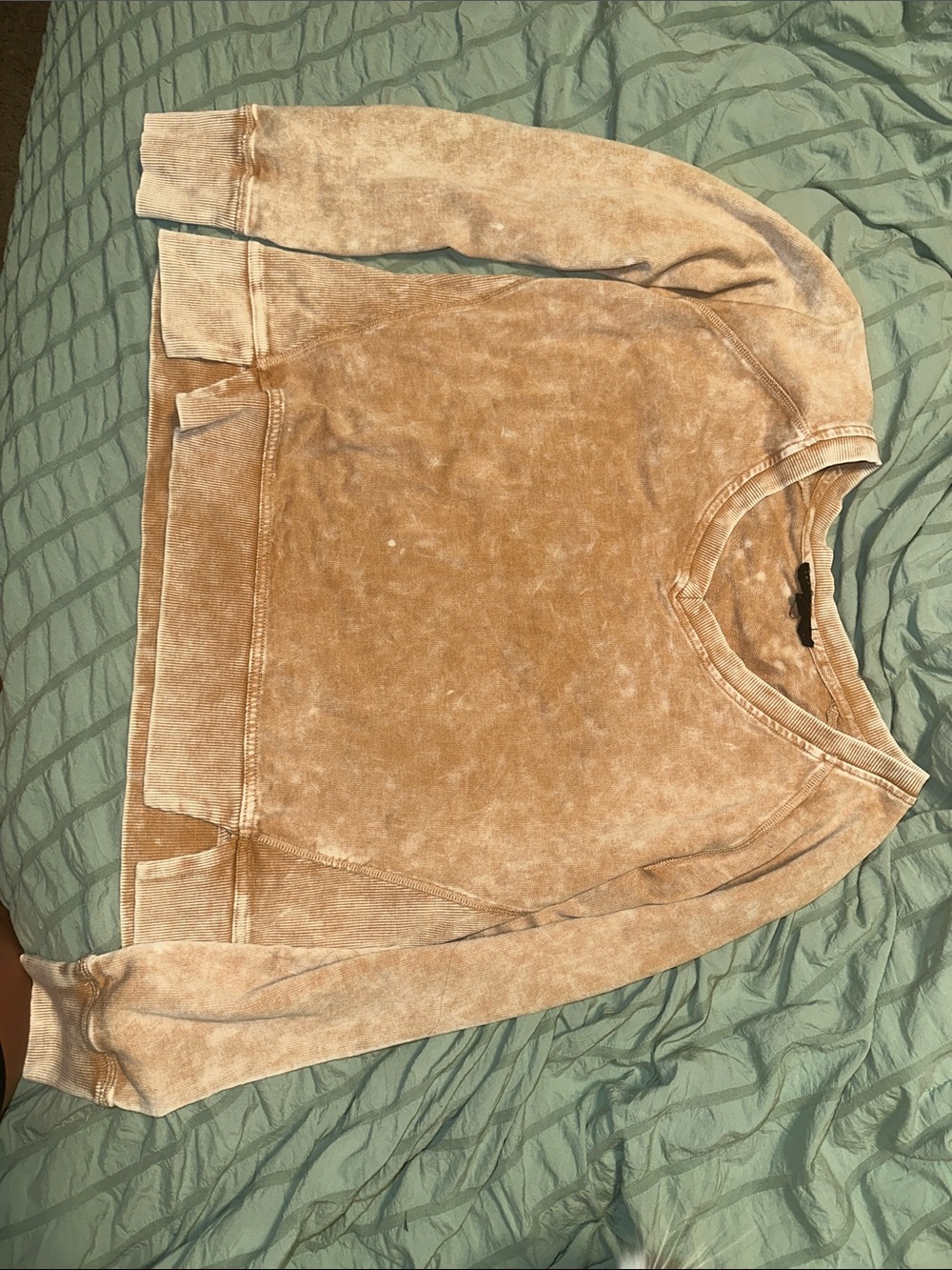 Women’s Washed Tan V-Neck Cropped Sweater